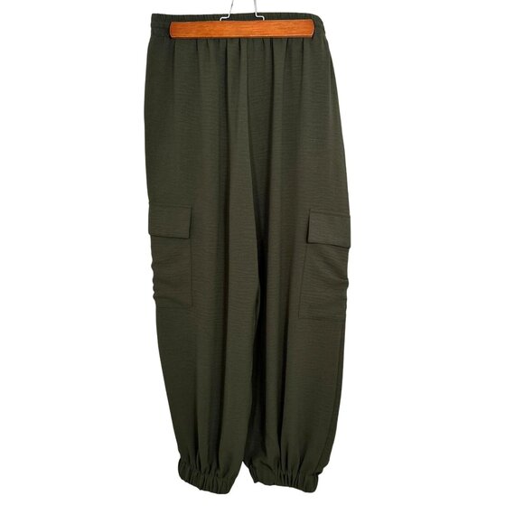 Adrianna Papell Dark Green Utility Pocket Joggers | Size Medium - Picture 3 of 10